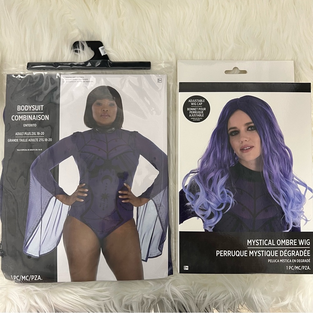 Mystical Ombre Wig and Bodysuit Costume Set 2x 18-20 plus size